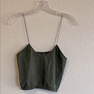 Free People Green Fitted Crop Camisole